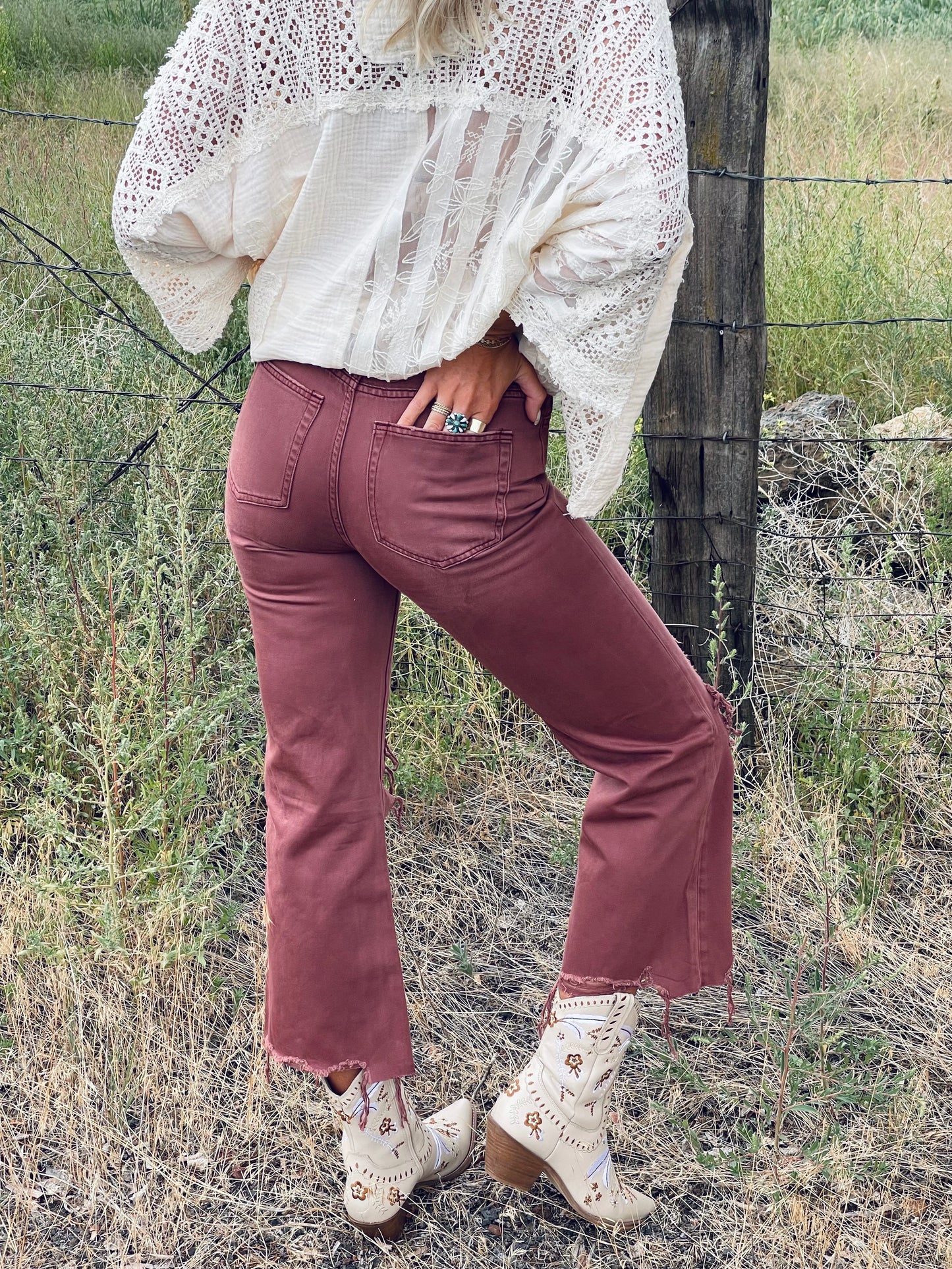Vervet Crushed Plum Cropped Denim