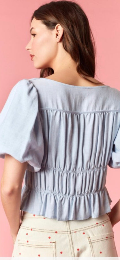 Blue Coffon Cloudy Blouse