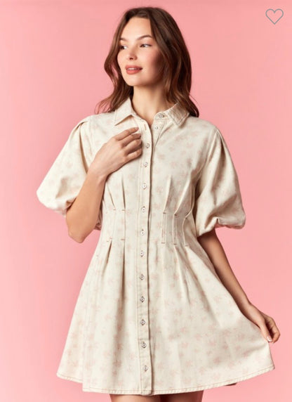 Love Shack Floral Denim Dress
