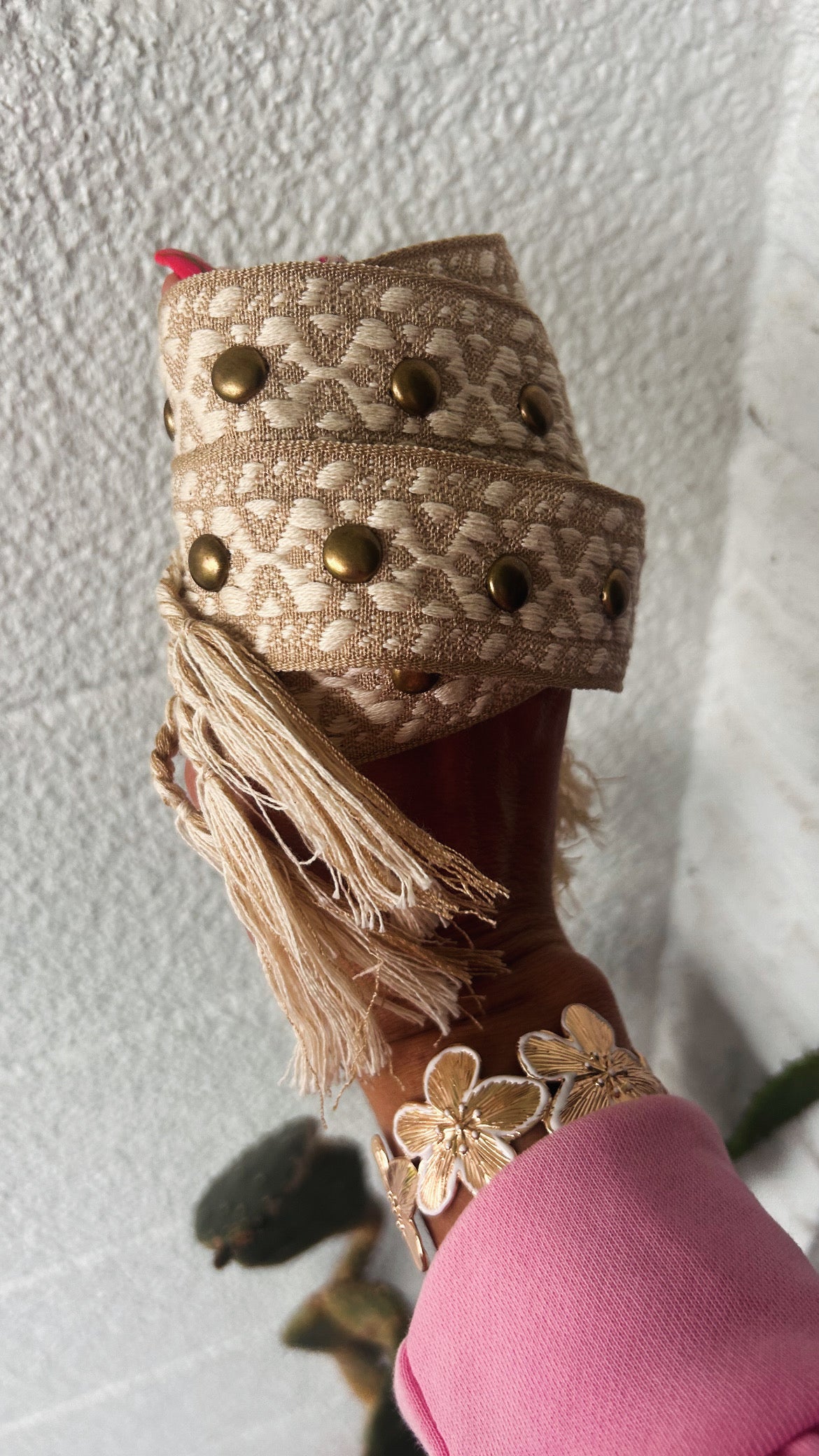Drift Wood Studded Tie Belt