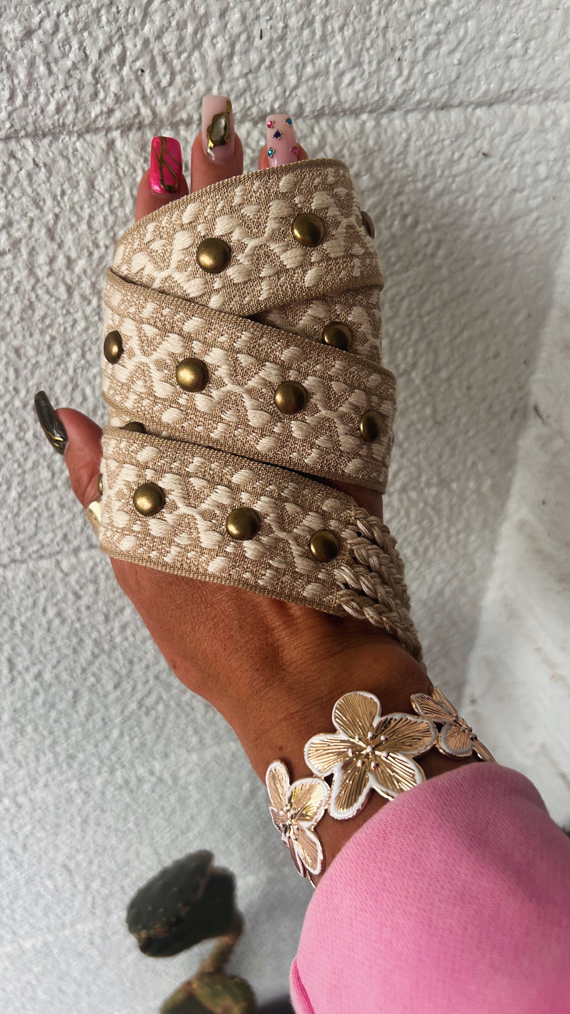 Drift Wood Studded Tie Belt