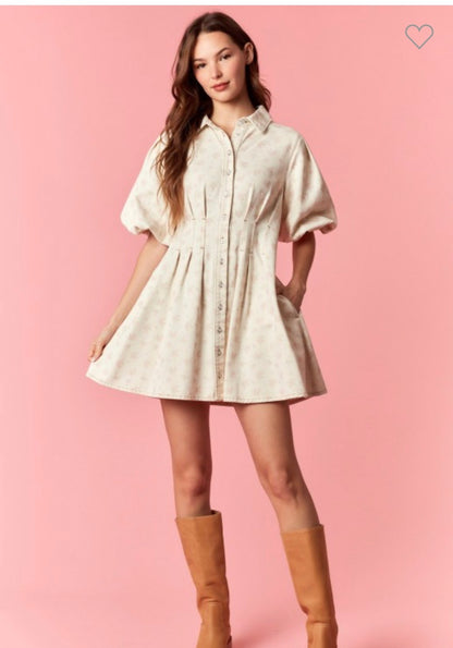 Love Shack Floral Denim Dress