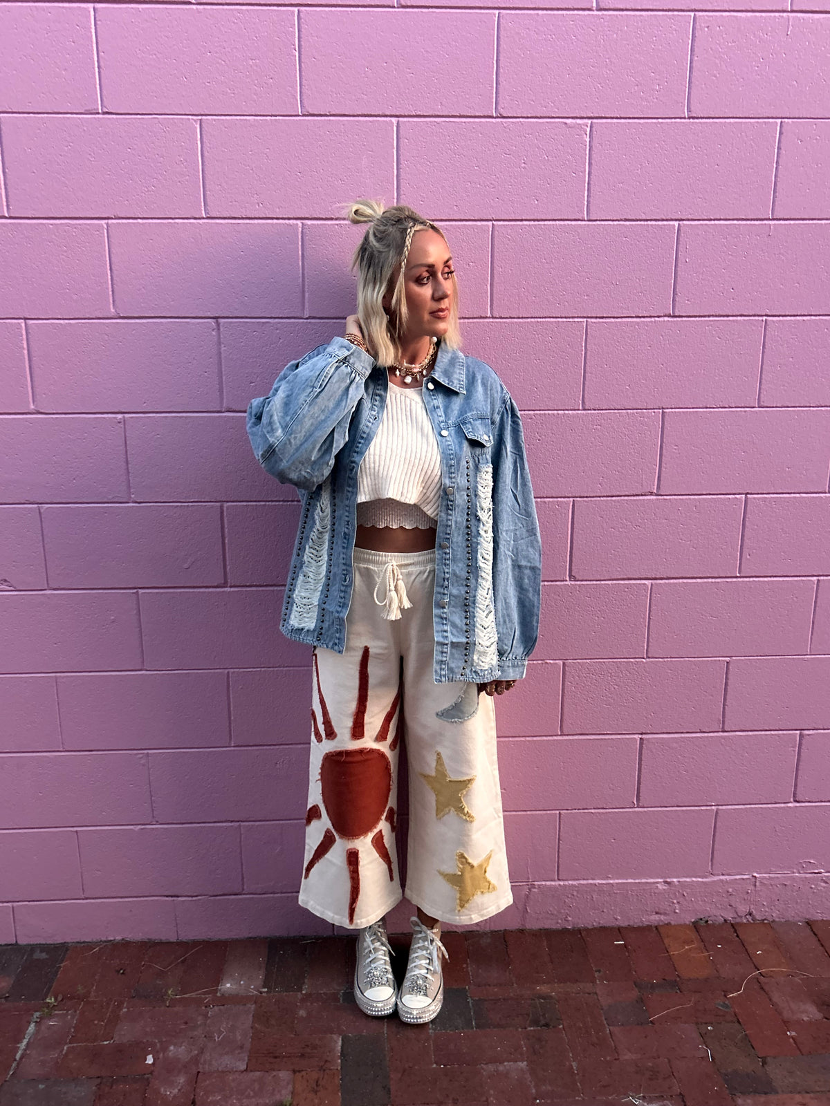 I Think I’m cool Studded Denim Jacket 🕶️