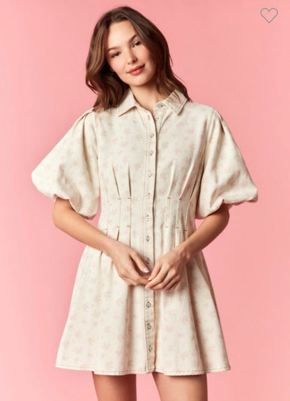 Love Shack Floral Denim Dress