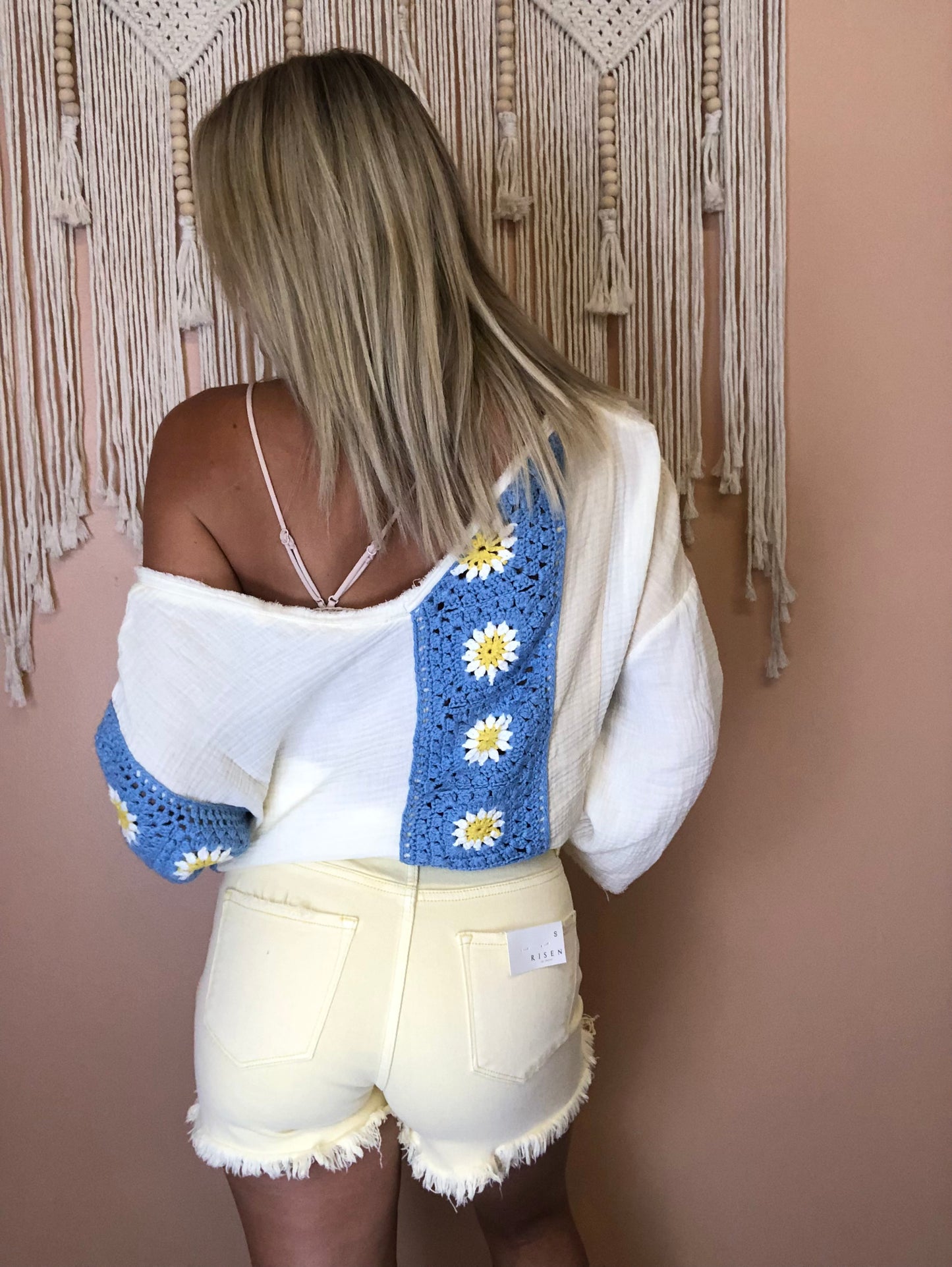 Risen Denim Sunshine Yellow cross Button Shorts