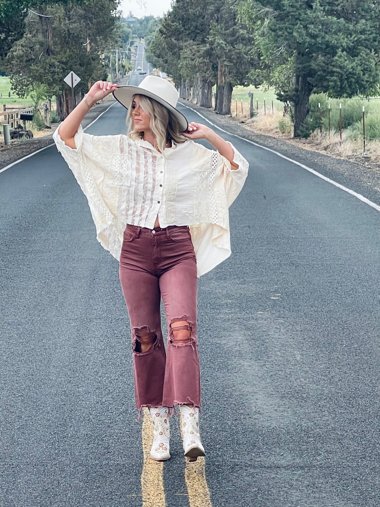Vervet Crushed Plum Cropped Denim