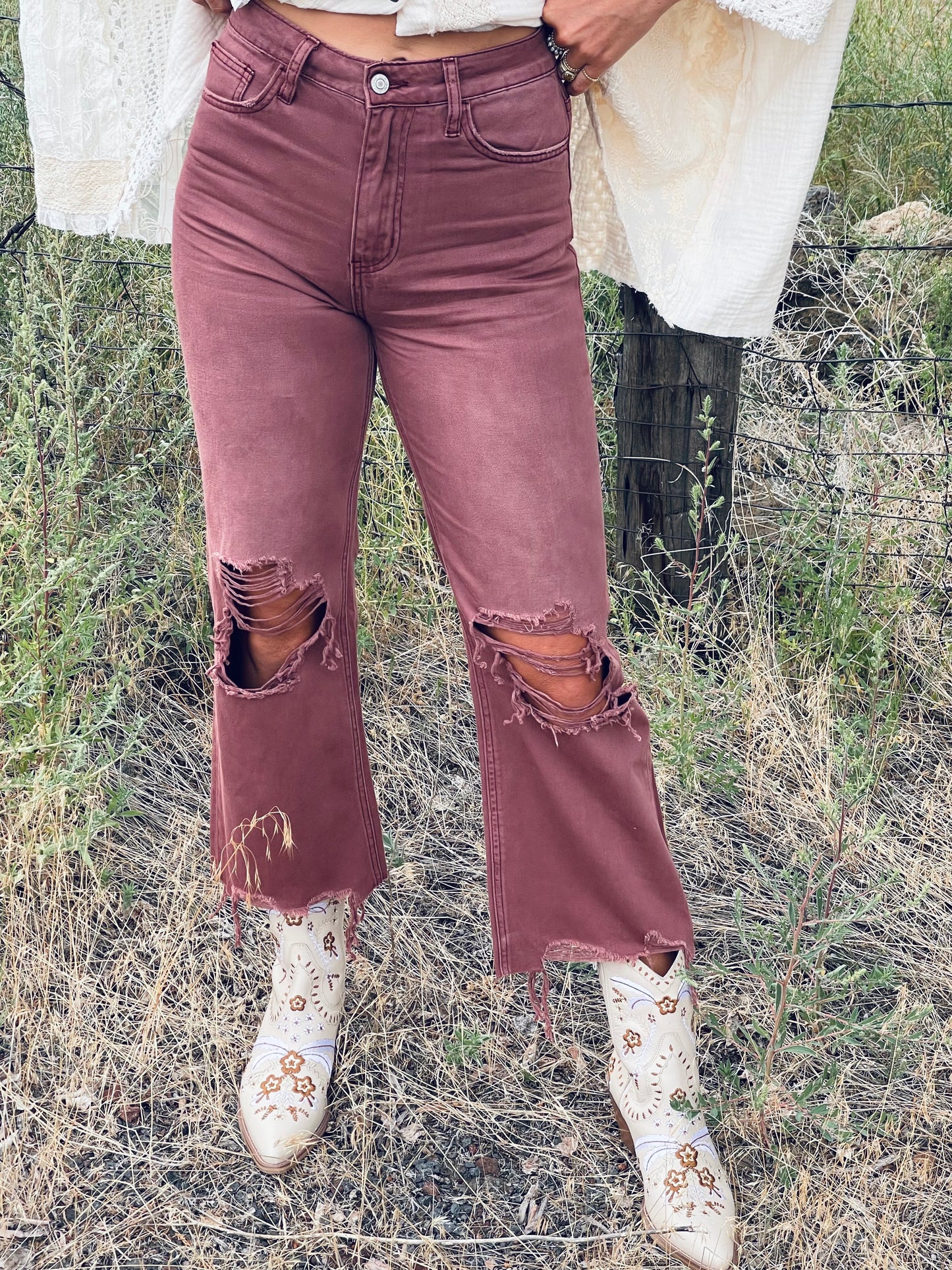 Vervet Crushed Plum Cropped Denim