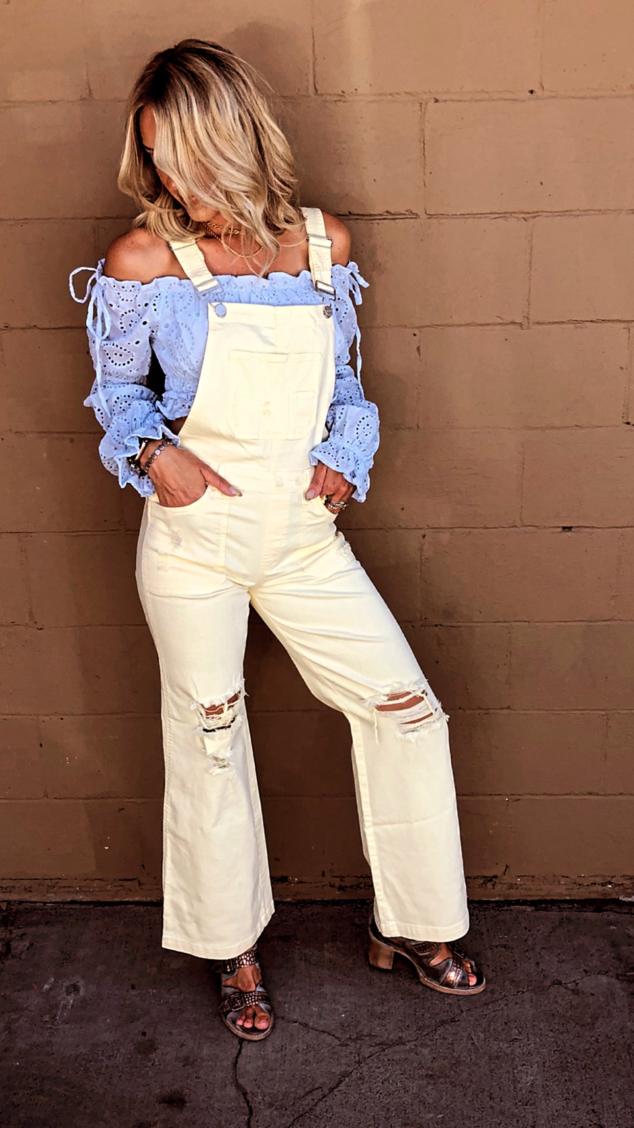 Risen Denim Sunshine Yellow Overalls